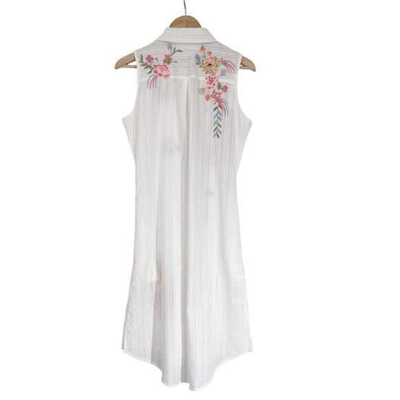Paparazzi White Embroidered Sleeveless Button Front Tunic Dress S - Picture 8 of 12